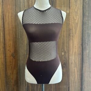 Zara Brown Seamless Mesh Bodysuit